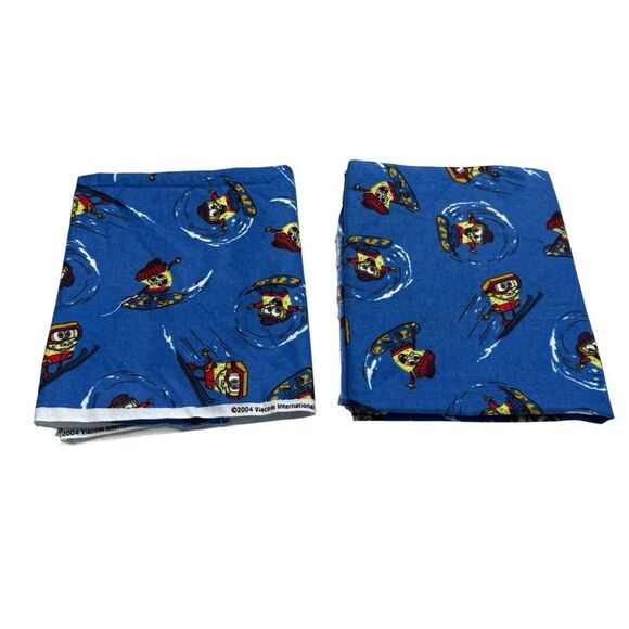 Vintage 2004 SpongeBob SquarePants Ski Snowboard Flannel Fabric Pieces Adorable - Picture 1 of 14
